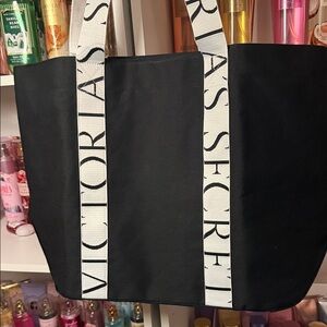 Victoria's Secret Black Tote with White Straps
